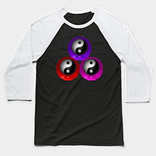 Yin Yang Triangle - Purple, Pink and Red Baseball T-Shirt